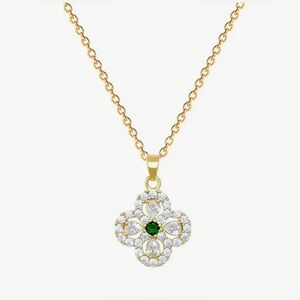 ⚜️ Elegant Stainless Steel Gold Necklace With Zirconia Pendant